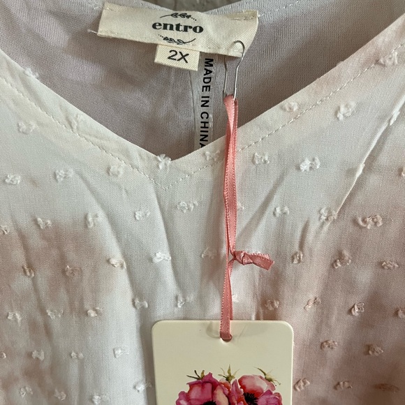 NWT Entro Maxi dress 2x pink white adjustable pockets lined plus size - Picture 4 of 6